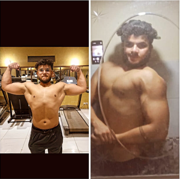 Client before and after — visible fat loss and conditioning